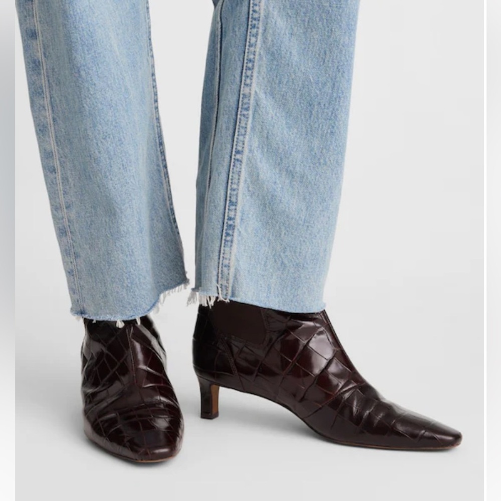 Madewell Croc-Embossed Leather The Dimes Chelsea Boot Coffee Bean Women’s Size 8 - Picture 6 of 9
